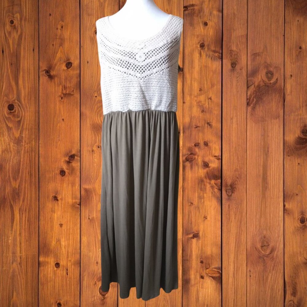Cal Style Suze XL Sleeveless Crochet Top Dress Maxi Made in USA NWT